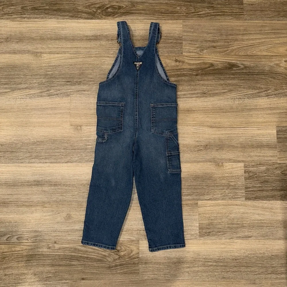 OshKosh B'gosh Denim Overalls Toddler‎ Size 5T Blue Jean Logo Classic Unisex
